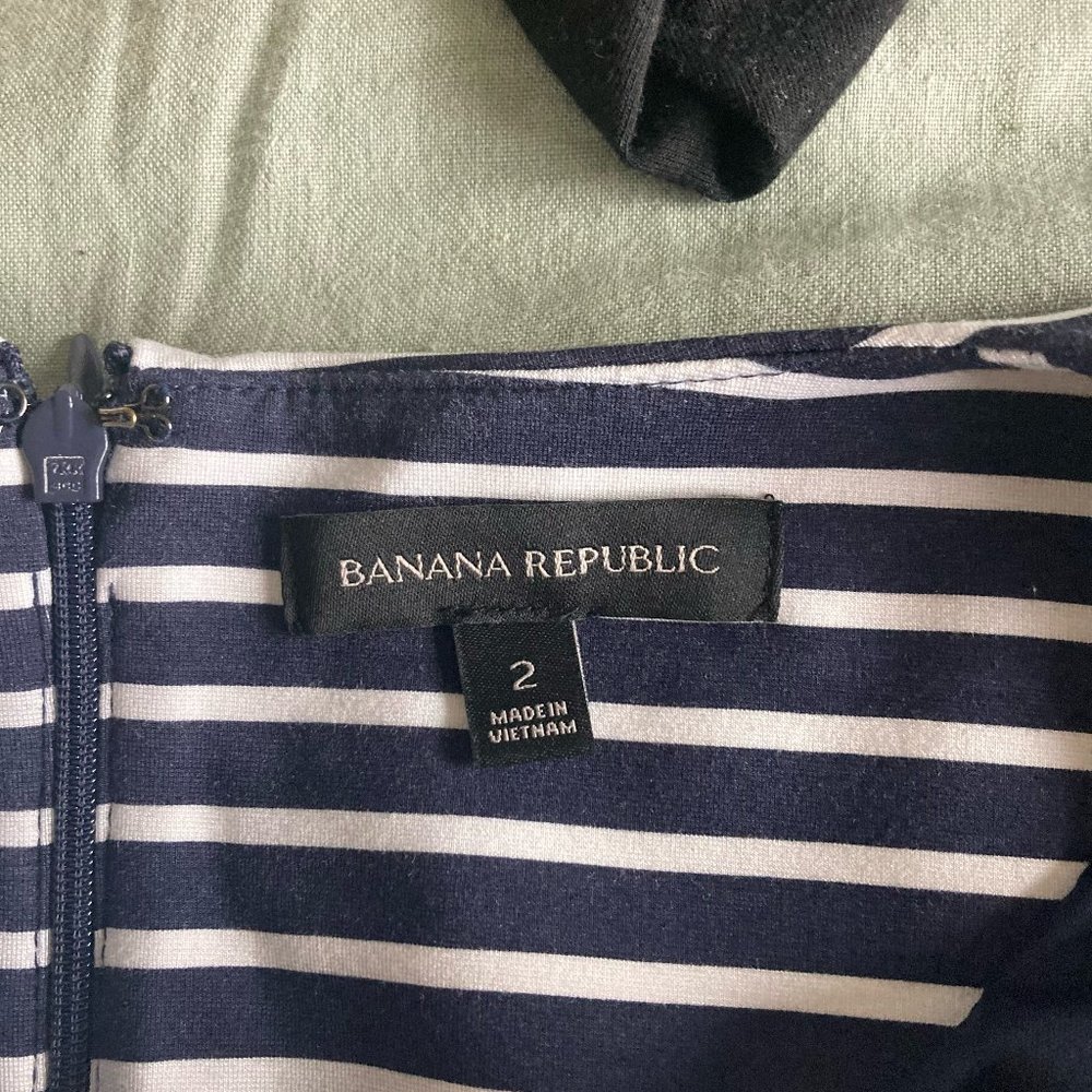 Banana Republic Navy Blue White Striped Dress